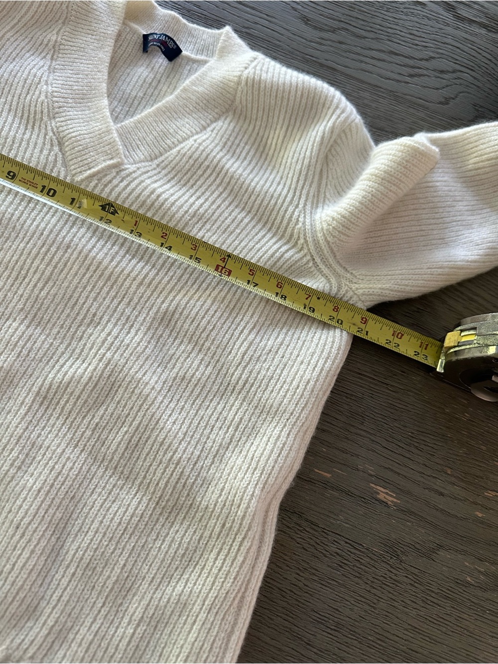 Saint James cream  v-neck  knit sweater - Picture 7 of 7